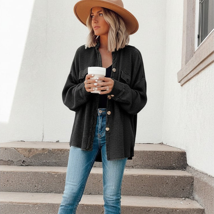 Signature Oversized Waffle-Knit Cardigan